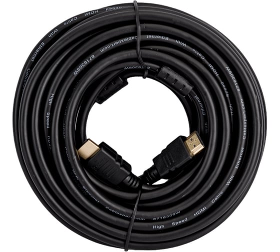 Кабель HDMI Cablexpert 19M/19M, v2.0, медь, позол.контакты, экран, 2 фер.кольца, 10м, черный, пакет, HDMI CCF2-HDMI4-10M