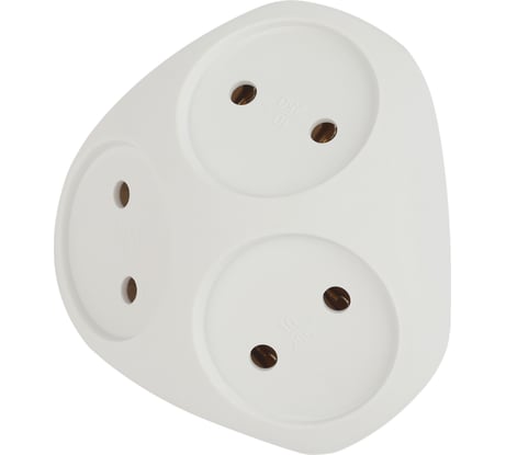 Электрический разветвитель ЭРА SPx-3-W на 3 розетки без заземления 10А белый, Б0053481