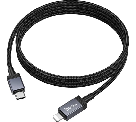 Кабель Hoco USB2.0 Type-C/Lightning, 2.4А, 27Вт,с дисплеем, X118, 1м, черный, коробка 6942007655064 1