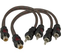 Кабель RCA AurA Y-коннектор, 0.2 метра, 1 мама/2 папы, 2 канала, витая пара, 2 штуки RCA-0Y11