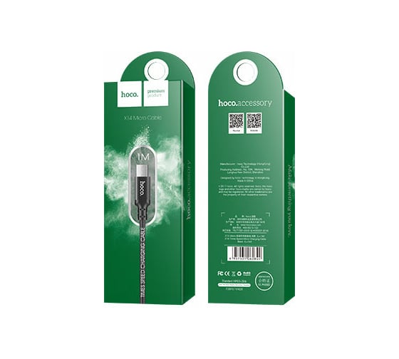 Кабель USB 2.0 Hoco X14, AM/microBM, черный, 1м 6957531062844