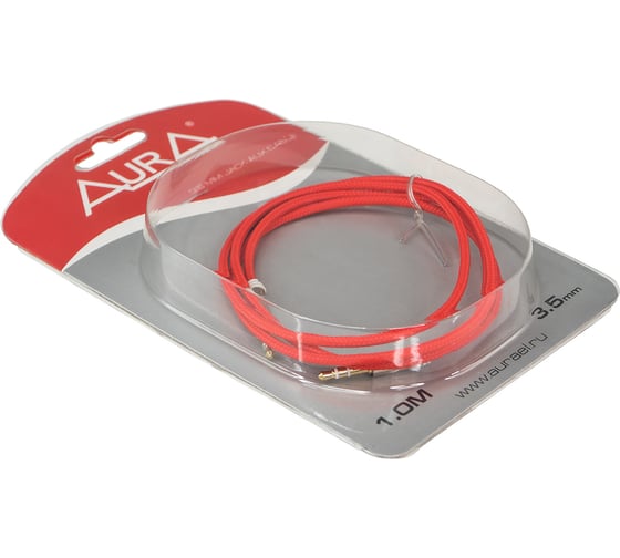 Кабель AurA миниджек, 3,5-3,5 mm, красный, 1 метр RCA-J10R