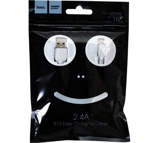 Кабель USB 2.0 Hoco X13, AM/Lightning M, белый, 1м макс. ток 2,4 А 6957531061151