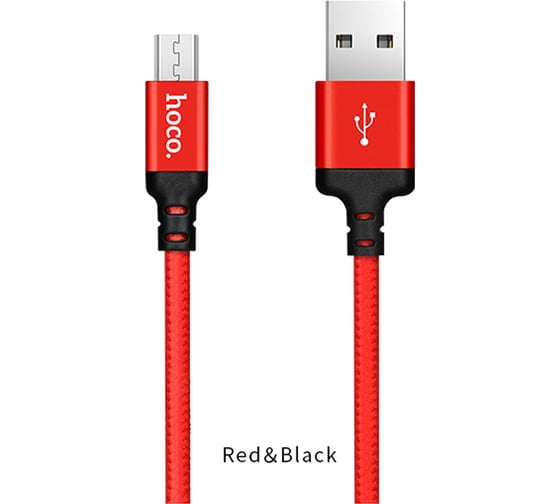Кабель USB 2.0 Hoco X14, AM/microBM, черно-красный, 2м 6957531062912