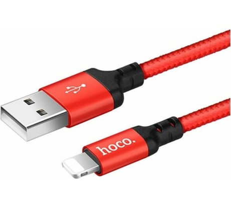 Кабель USB 2.0 Hoco X14, AM/Lightning M, черно-красный, 2м 6957531062899