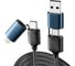 Кабель REXANT 4в1 (USB-A, Type-Cx2, Lightning) 65Вт, 1м, черная нейлоновая оплетка 18-7094 1