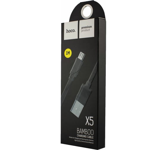 Кабель USB 2.0 Hoco X5 бамбук, AM/microBM, черный, 1м 6957531040064