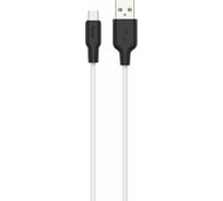 Кабель USB 2.0 Hoco X21, силиконовая оплетка, AM/microBM, бело-черный, 1м макс.ток 2 А 6957531071389