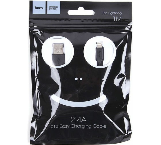 Кабель USB 2.0 Hoco X13, AM/Lightning M, черный, 1м 6957531061144