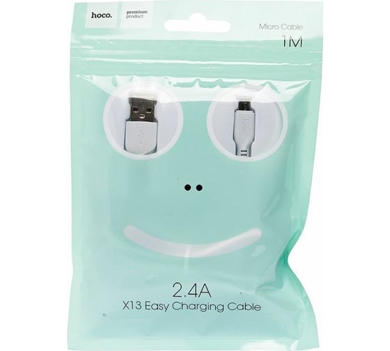 Кабель USB 2.0 Hoco X13, AM/microBM, белый, 1м макс. ток 2,4 А 6957531061175