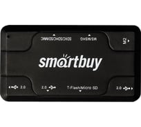Картридер + Хаб Smartbuy 750, USB 2.0 3 порта+SD/microSD/MS/M2 Combo, черный SBRH-750-K