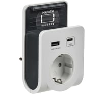 Адаптер IEK Т-03/01 1 место 2P+PE 16А 2хUSB A+C 20Вт бел. WTP11-16-01-1A1C-ZU-K01