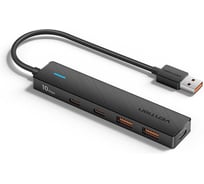 Концентратор Vention USB 3.2 Gen 2 AM/ 2хUSB-C/ 2хUSB-A Черный - 0.15м. CHSBB