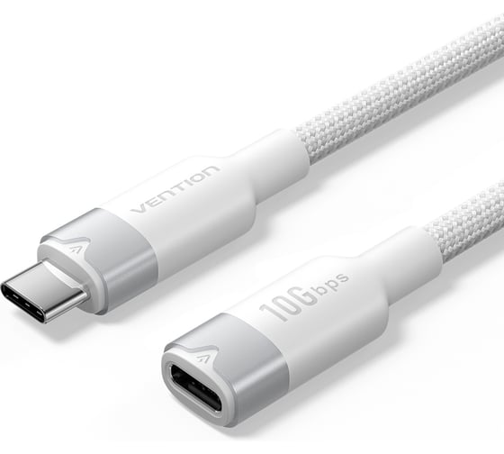Кабель-удлинитель VENTION USB 3.2 Gen2 CM/CF - 1м. Белый 5А PD100W TRFWF 1