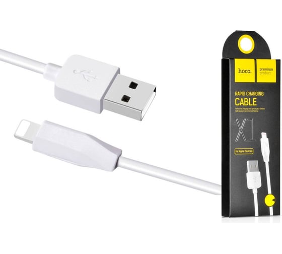 Кабель USB Amperin HOCO X1 Rapid, USB - Lightning, 2.4А, 2м, белый 092096