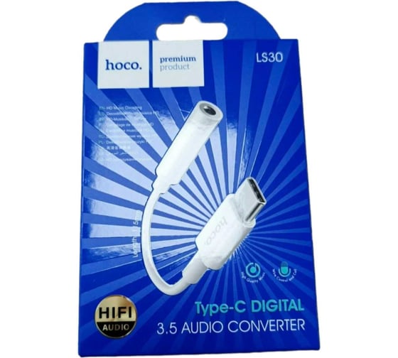 Аудио-переходник Amperin HOCO LS30 Type-C Digital 3.5 Audio converter, белый 092126