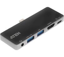 Док-станция ATEN 5 портов:USB 3.2 Gen 1 (2x тип A+тип C)+HDMl+3.5mm jack, питание от шины, (одиночн.подкл.макс.разр.3840x2160 60 Hz) UH3238-AT