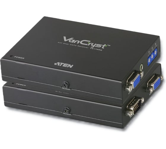 Удлинитель ATEN SVGA+AUDIO, 300 м, HD-DB15+MINI JACK, M+F F, со шнуром VGA+AUDIO, БП 220 5.3V, (макс.разреш. 1920x1200 60Hz(150м)/1280x10 VE170Q-AT-G