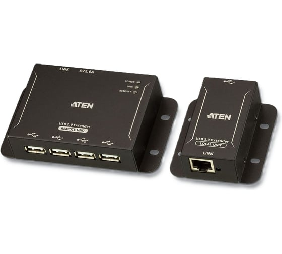Удлинитель ATEN USB 2.0, 50 м., 1xUTP, max data rate high-speed 480Mbps/full-speed 12Mbps/low-speed 1.5Mpbs, 1xUSB B+4xUSB A, бп 220/5V UCE3250-AT-G