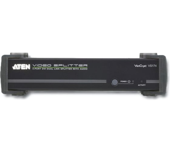 Разветвитель ATEN Video Splitter, DVI Dual Link+Audio, 1 4 монитора/port, 5 метр., F, без шнуров, БП 220 5.3V, (2560x1600 60Hz) VS174-AT-G