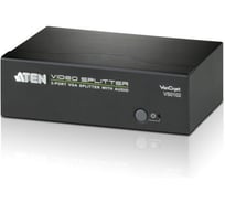 Разветвитель ATEN Video Splitter, VGA/SVGA/MultiSync+AUDIO, 1 2 монитора/port 450MHz, 65 метр., F M, без шнуров, БП 220 5.3V VS0102-AT-G