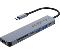 USB-разветвитель ROBITON RHC-7 док-станция (хаб) PD/HDMI/SD/TF/USB A/USB C BL1 19817