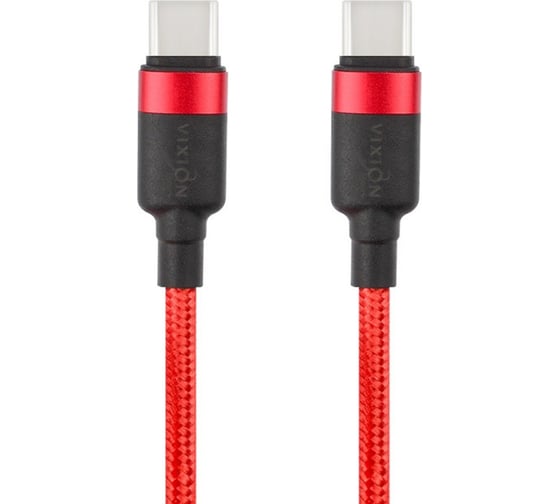 Кабель ОФИСМАГ Type-C - Type-C, 60Вт, 1 м, vixion PRO VX-22c, для зарядки и передачи данных, красный, 02717 514416