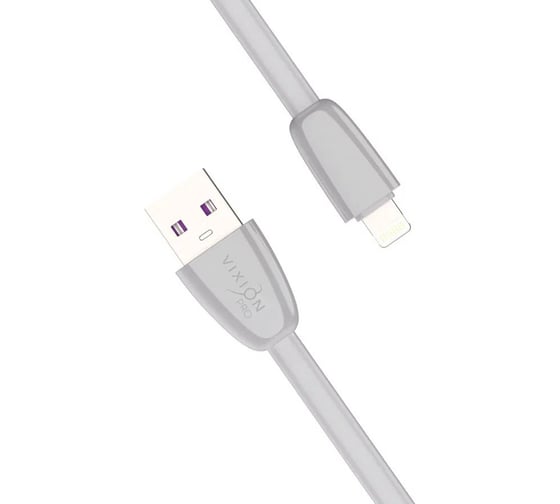 Кабель силиконовый ОФИСМАГ USB-Lightning 8pin, 1м, vixion PRO VX-12i, для зарядки и передачи данных, серый, 02991 514415