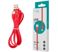 Кабель силиконовый ОФИСМАГ USB-Lightning 8pin, 1м, vixion PRO VX-12i, для зарядки и передаче данных, красный 02977 514414