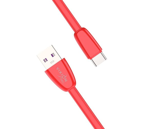 Кабель силиконовый ОФИСМАГ USB-Type-C, 1 м, vixion PRO VX-12c, для зарядки и передачи данных, красный 03028 514410