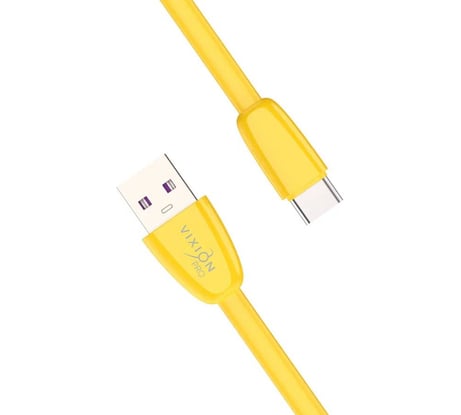 Кабель силиконовый ОФИСМАГ USB-Type-C, 1 м, vixion PRO VX-12c, для зарядки и передачи данных, желтый 03035 514411