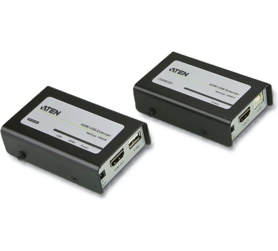 Удлинитель ATEN HDMI+USB, 60 м, 2xUTP Cat5e, HDMI+2xRJ45+USB, F, без шнуров, 2xБП 220 5V VE803-AT-G