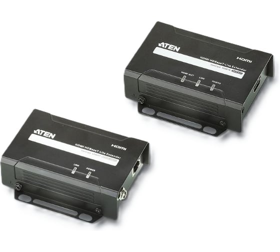 Удлинитель ATEN HDMI HDBaseT-Lite, 60 м, 1xUTP Cat5e, HDMI+RJ45, F, без шнуров, 2xБП 220 5V VE801-AT-G