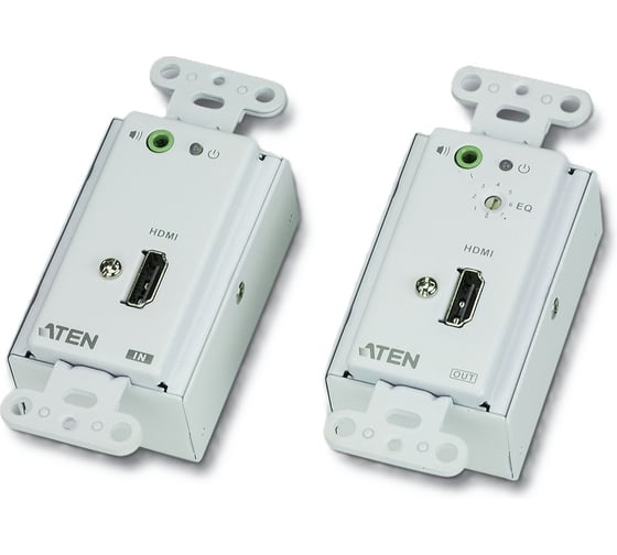 Удлинитель ATEN HDMI+AUDIO, 60 м, 2xUTP Cat5e, HDMI+2xRJ45+MINIJACK, F, без шнуров, 1xБП 220 9V, макс.разр.1920x1200 60Hz, HDTV 480p/720p/ VE806-AT-G