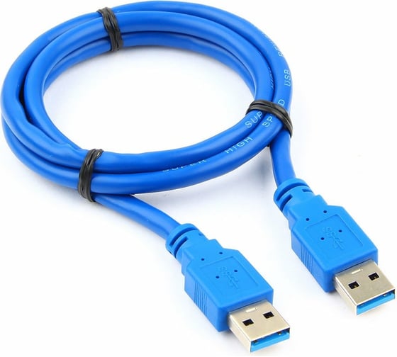 Кабель USB 3.0 Cablexpert AM/AM, 0,75м, медь, экран, синий, CCP-USB3-AMAM-0,75M 1