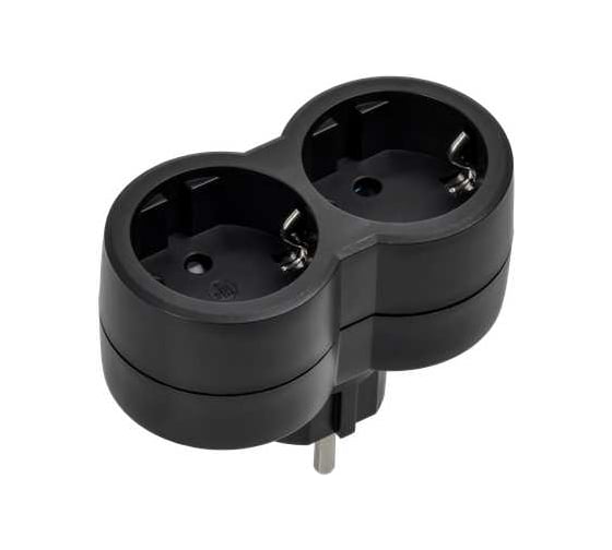 Тройник IEK STANDARD Т-01/02 2 места 2P+PE 16А вертикальный черный 050511