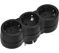 Тройник IEK STANDARD Т-01/03 3 места 2P+PE 16А вертикальный черный 050512