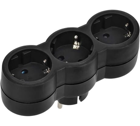Тройник IEK STANDARD Т-01/03 3 места 2P+PE 16А вертикальный черный 050512