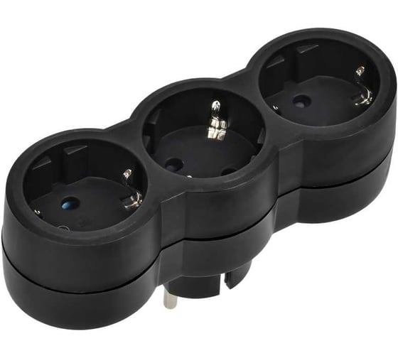 Тройник IEK STANDARD Т-01/03 3 места 2P+PE 16А вертикальный черный 050512