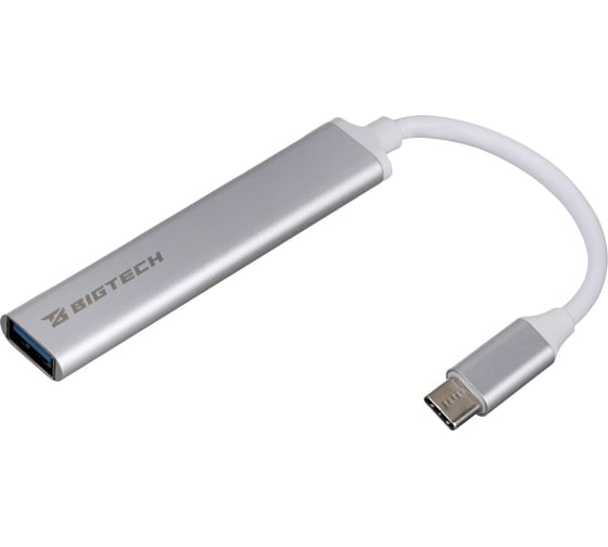 Разветвитель USB BigTech HS001 USB3.0x1/USB 2.0x3/серебристый 1853671