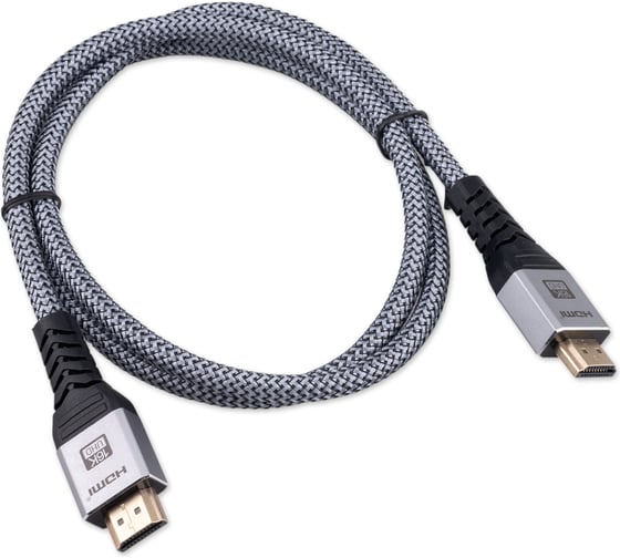 Кабель HDMI Cablexpert 19M/19M, v2.2, 16K, медь, тройной экран, нейлон, 1м, серый, коробка CCP-HDMI16K-1M