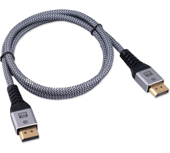Кабель DisplayPort Cablexpert 20M/20M, v2.1, 16K, медь, тройной экран, нейлон, 1м, черный, коробка CCP-DP16K-1M