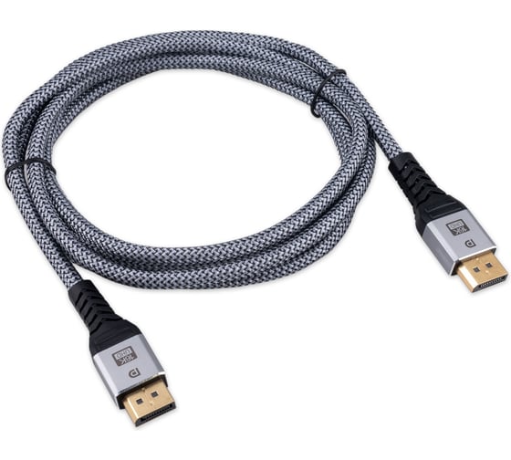 Кабель DisplayPort Cablexpert 20M/20M, v2.1, 16K, медь, тройной экран, нейлон, 2м,черный, коробка CCP-DP16K-2M 1