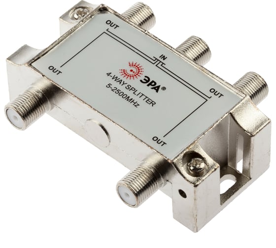 Делитель ЭРА ТВ DFSAT04 4 ответвления под F разъем, 5-2500 МГц Б0048328 1