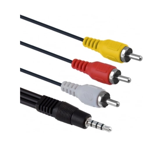 Кабель Belsis Jack 3.5 mm (4 контакта) - 3xRCA вилка, видео+стерео-аудио, 1.8 м. BL1039 1