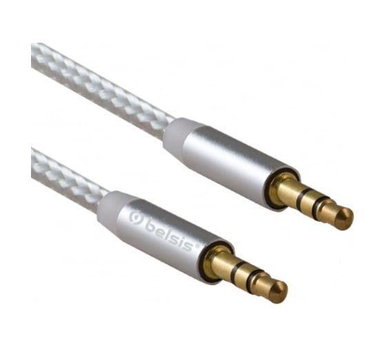 Кабель Belsis Jack 3,5 mm, m - m, вилка - вилка, 1.0 м., белый, стерео, коробка с EAN BS3004W
