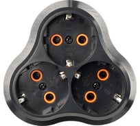 Разветвитель сетевой STEKKER 3-местный с/з ADP16-23-21, 250V, 16A, ABS пластик, черный, 50682