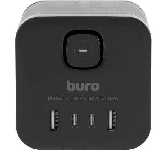 Сетевой разветвитель Buro BU-PW3UC-B (3 розетки) черный (коробка) 2090227
