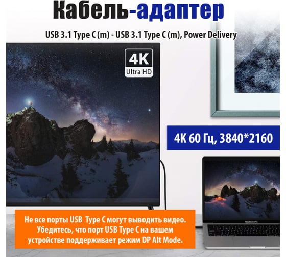 Кабель-адаптер USB 3.1 Type C (m) - USB 3.1 Type C (m), Power Delivery, 1,5 м, чёрный Belsis BW8904