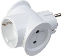 Сетевой разветвитель-тройник Perfeo RU POWER 3 гнезда, 16А, 1 гнездо с заземлением, 2 гнезда без заземления 30015499